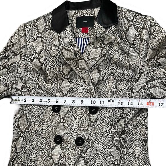 SPY Snake Skin Print Faux Leather Collar Blazer Button‎ Jacket - Size 3 - Picture 10 of 12